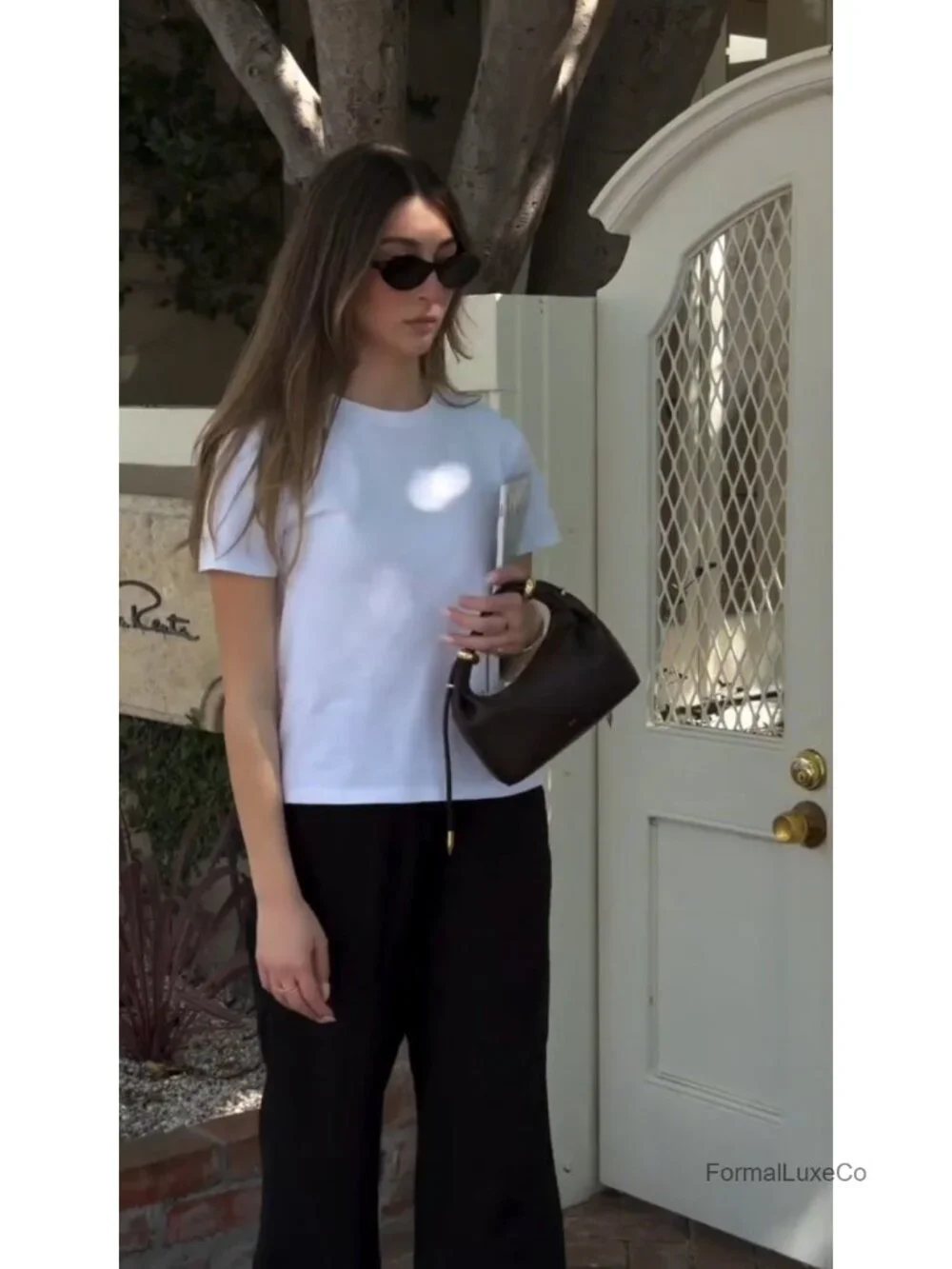Vegan Leather Top Handle Bag with Gold Hardware, Crossbody Strap, Fits iPhone